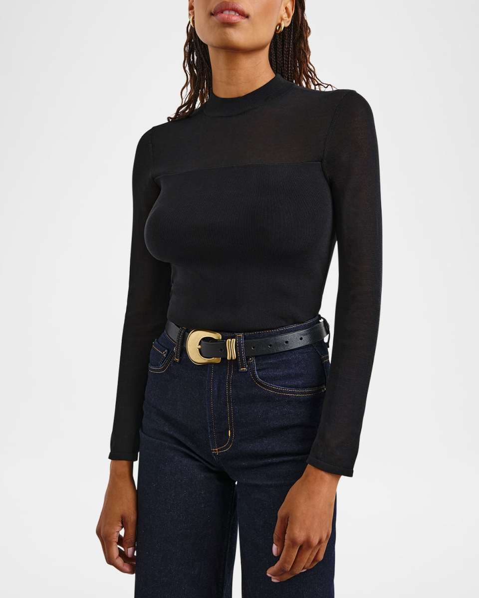 Winona Ribbed Mock-Neck Top